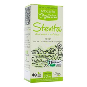 Adoçante De Stevia Líquido Orgânico 30ml - Stevita - consumo moderado - Sem Açúcar - Sem Glúten - Sem Lactose