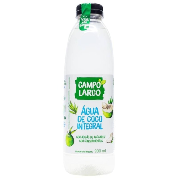 Água De Coco Integral 900ml Campo Largo - ideal para consumo - Natural - Sem Açúcar - Sem conservantes - Sem Glúten