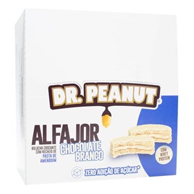 Alfajor Proteico Sabor Chocolate Branco Display 12X55g Dr Peanut - consumo moderado - Sem Açúcar - Sem Glúten - Sem Leit