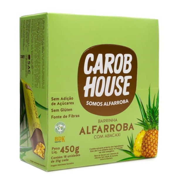 Alfarroba com Abacaxi Zero Açúcar Display 18x25g Carob House