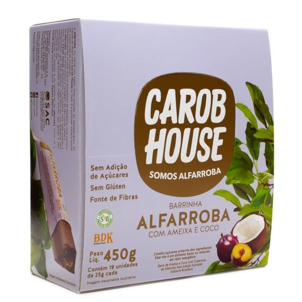 Alfarroba com Ameixa e Coco Zero Açúcar Display 18x25g Carob House