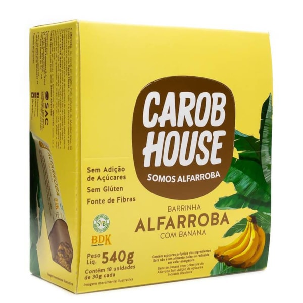 Alfarroba com Banana Zero Açúcar Display 18x30g Carob House