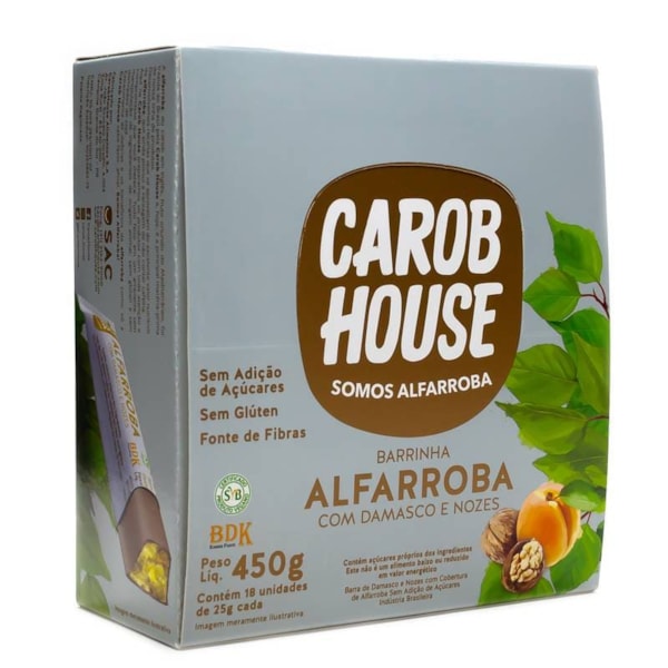 Alfarroba com Damasco e Nozes Zero Açúcar Display 18x25g Carob House