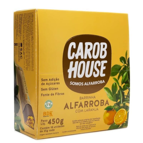 Alfarroba com Laranja Zero Açúcar Display 18x25g Carob House