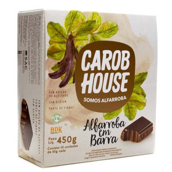 Alfarroba em Barra Zero Açúcar Display 10x45g Carob House