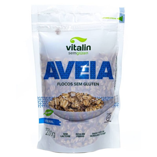 Aveia Em Flocos Integral Sem Gluten 200g - Vitalin