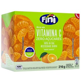 Balas de Gelatina Vitamina C sabor Laranja Zero Açúcar Display 12x18g Fini - consumo moderado - Sem Açúcar