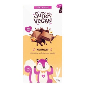 Barra Chocolate Ao Leite Com Avelãs Nougat 95g Super Vegan - ideal para consumo - Sem Lactose - Vegano