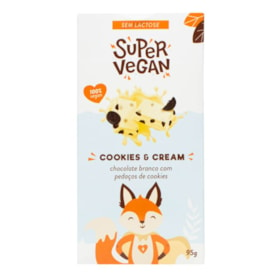 Barra Chocolate Branco Com Pedaços De Cookies And Cream 95g Super Vegan