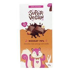 Barra Chocolate Intenso 70% Com Avelãs Nougat 95g Super Vegan - ideal para consumo - Sem Lactose - Vegano