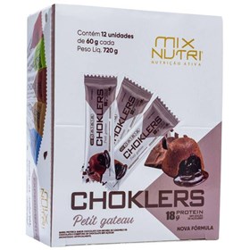 Barra Choklers Protein Sabor Petit Gateau Display 12x60g Mix Nutri - consumo moderado - Sem Açúcar - Sem Glúten