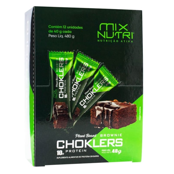 Barra Choklers Vegana Sabor Brownie Display 12X40g Mix Nutri