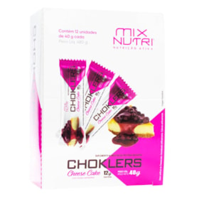 Barra Choklers Vegana Sabor Cheesecake Frutas Vermelhas Display 12X40g Mix Nutri