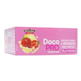 Barra Dacopro Protein C/ Morango/Choco Branco Display 12X50g Dacolonia