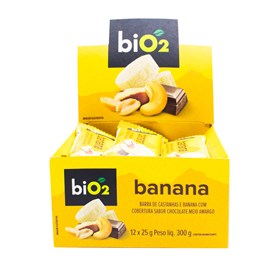 Barra De Castanhas E Frutas Sabor Banana C/ Chocolate Display 12X25g Bio2