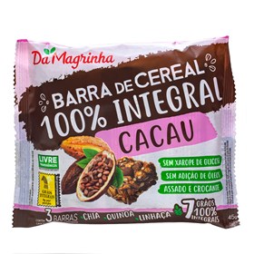 Barra De Cereal 100% Integral De Cacau C/3un 45g Da Magrinha