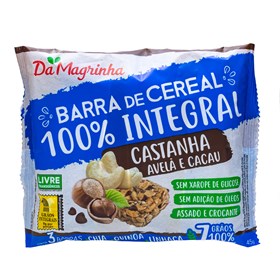 Barra De Cereal 100% Integral De Castanha, Avelã E Cacau C/3un 45g Da Magrinha