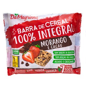 Barra De Cereal 100% Integral De Morango e Cacau C/3un 45g Da Magrinha