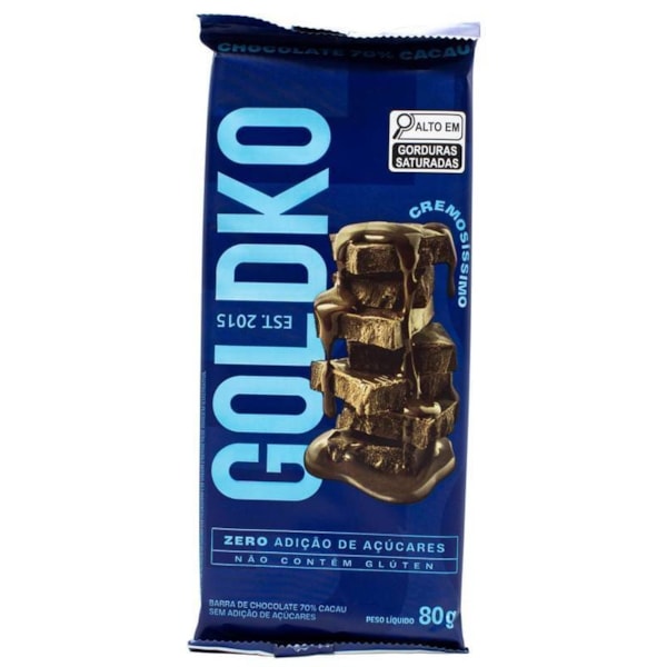 Barra de Chocolate 70% Cacau 80g Goldko