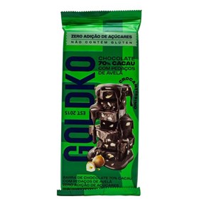 Barra de Chocolate 70% Cacau c/ Pedaços de Avelã Zero 80g Goldko