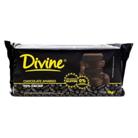 Barra de Chocolate Amargo 70% Cacau Embalado 1kg Divine