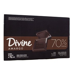 Barra de Chocolate Amargo 70% Cacau s/ Glúten Display 14x90g  Divine