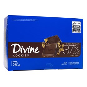 Barra De Chocolate Ao Leite 37% Cacau C/ Cookies Display 14X90g Divine