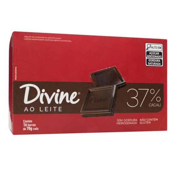 Barra De Chocolate Ao Leite 37% Cacau Display 16X70g Divine