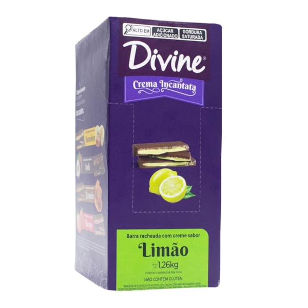 Barra De Chocolate Ao Leite 37% Cacau Recheado C/ Creme De Limão Display 14X90g Divine