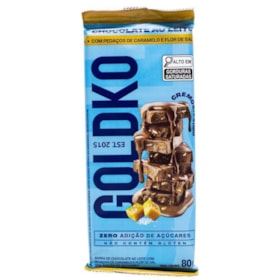 Barra de Chocolate Ao Leite c/ Pedaços de Caramelo & Flor de Sal Zero 80g Goldko