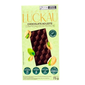 Barra De Chocolate Ao Leite C/ Pedaços De Pistache 75g Luckau