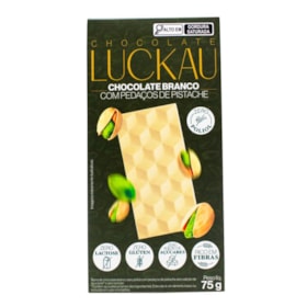 Barra De Chocolate Branco C/ Pedaços De Pistache Luckau 75g