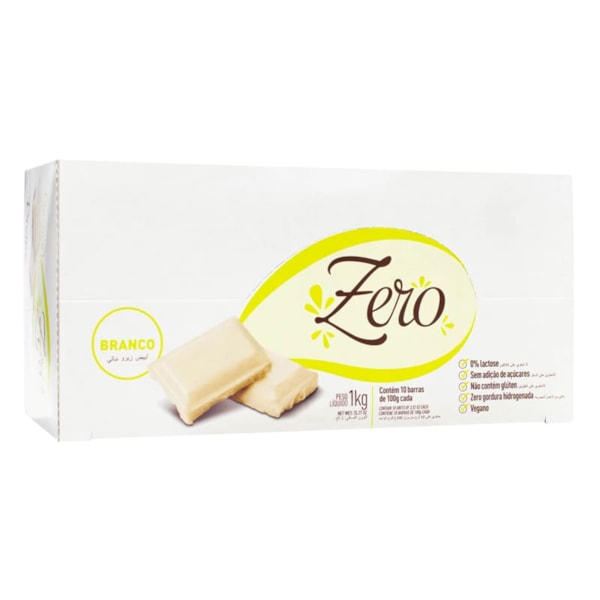 Barra de Chocolate Branco Zero Vegano Display 10x100g Divine