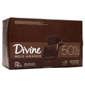 Barra de Chocolate Meio Amargo 50% Cacau s/ Glúten Display 14x90g  Divine