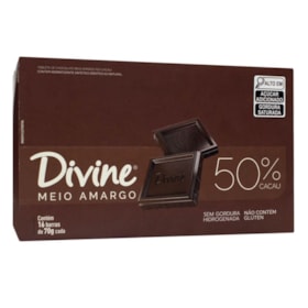 Barra De Chocolate Meio Amargo 50% Cacau S/ Glúten Display 16X70g Divine