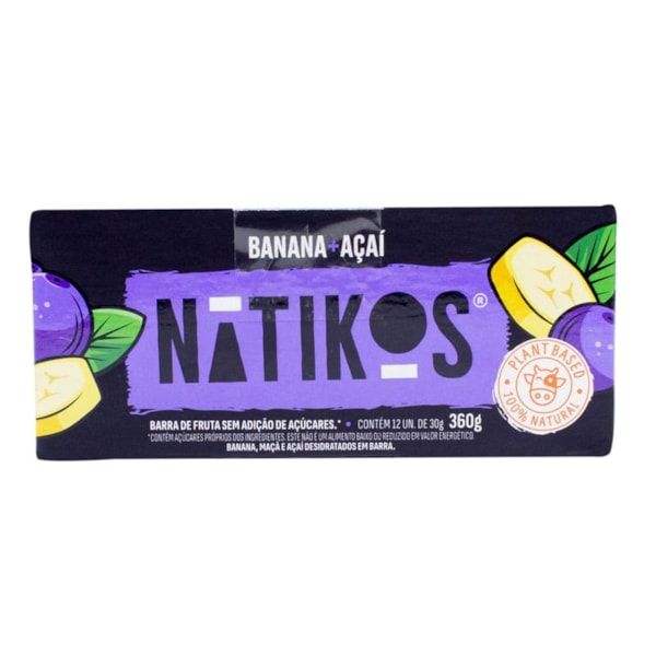 Barra De Frutas Banana E Açaí Zero Açúcar Display 12X30G Nátikos