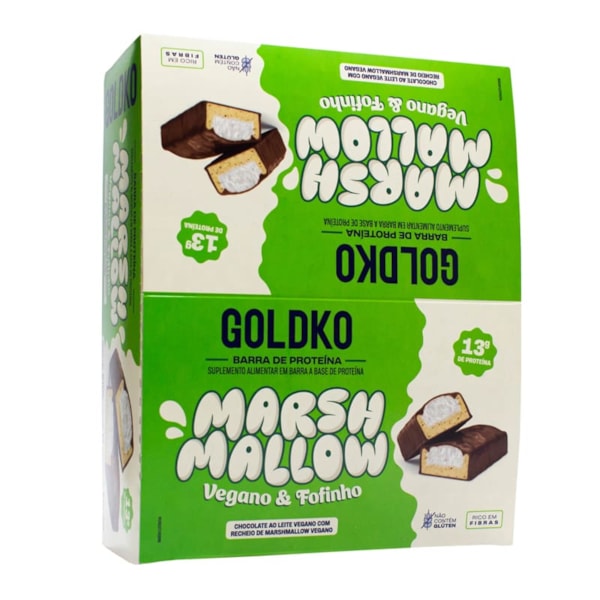 Barra De Proteína Ao Leite C/ Marshmallow Vegano Display 12X50g Goldko