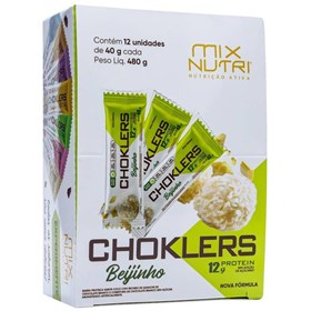 Barra De Proteína Choklers Sabor Beijinho C/ Chocolate Branco Display 12x40g Mix Nutri - consumo moderado - Sem Açúcar -
