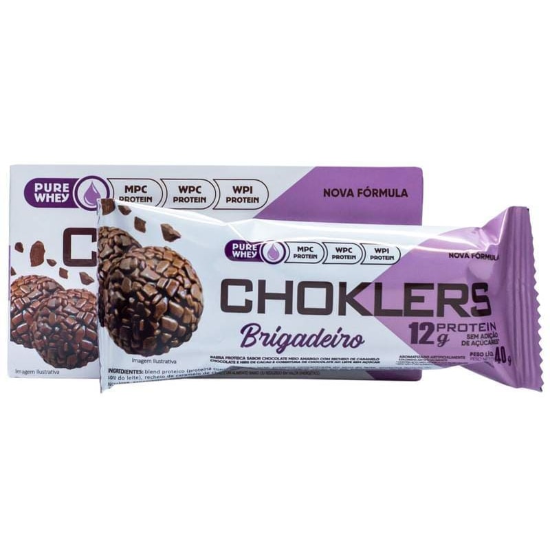 Barra De ProteÍna Choklers Sabor Brigadeiro Com Nibs De Cacau Display 12x40g Mix Nutri