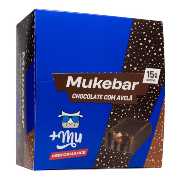 Barra De Proteína Mukebar Sabor Chocolate C/ Avelã Display 12X60G +Mu Muke