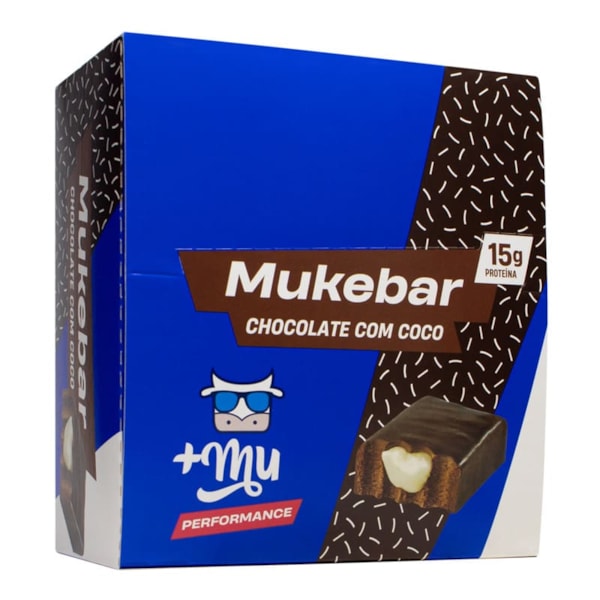 Barra De Proteína Mukebar Sabor Chocolate C/ Coco Display 12X60G +Mu Muke