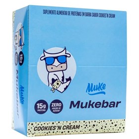 Barra de proteína mukebar sabor cookies n' cream zero açúcar display 12x60g +Mu muke