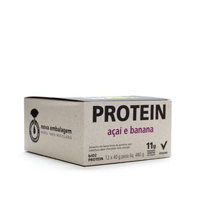 Barra de Proteína sabor Açaí , Banana e Pasta de Amendoim Vegana Display 12x45g – BiO2