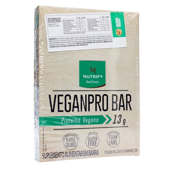 Barra De Proteína Veganpro Bar Amendoim Crocante Display 10X65G Nutrify