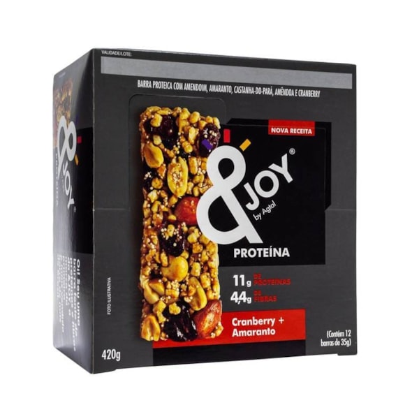 Barra &Joy Protein Nuts Sabor Cranberry E Amaranto Display 12X35g Agtal