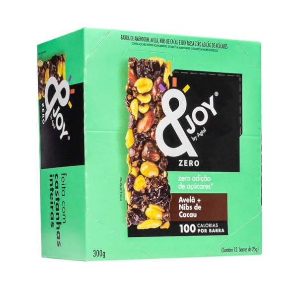 Barra &Joy sabor Avelã com Nibs de Cacau Zero Açúcar Display 12x25g - Agtal