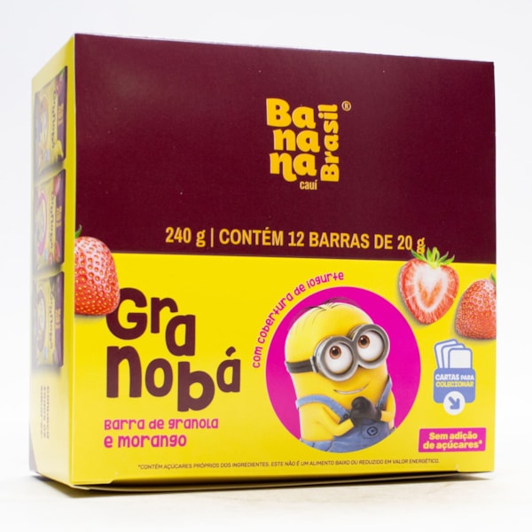 Barra Granobá Kids Morango C/ Cobertura De Iogurte Display 12X20g Banana Brasil