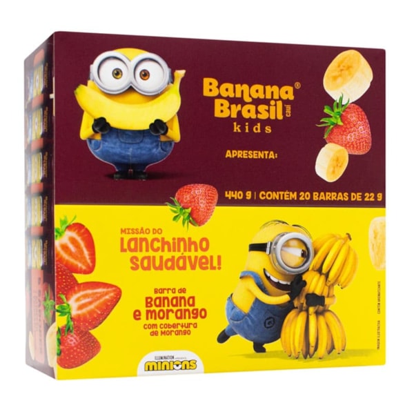 Barra Kids Banana E Morango C/ Cobertura De Morango Display 20X22g Banana Brasil