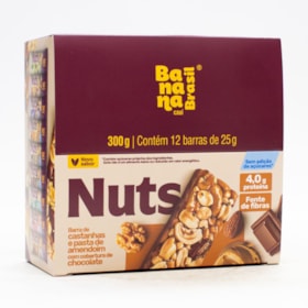 Barra Nuts Castanhas E Pasta De Amendoim C/ Cobertura De Choc Display 12X25g Banana Brasil