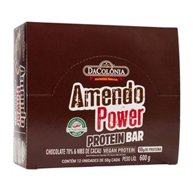 Barra Proteica Amendo Power Sabor Chocolate 70% & Nibs De Cacau Display 12X50g Dacolonia